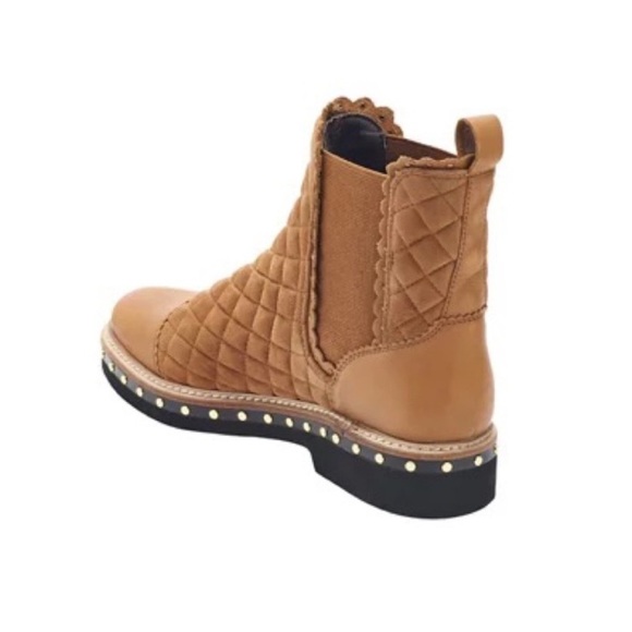 NEW Free People Atlas Chelsea Studded Booties Quilted Camel Size 39 EU 9 US - Picture 2 of 9